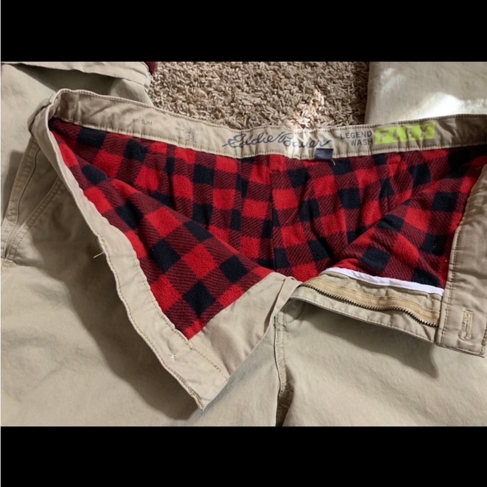 Men’s Chino Khaki flannel lined pants 38. X 34 flex voyager fit